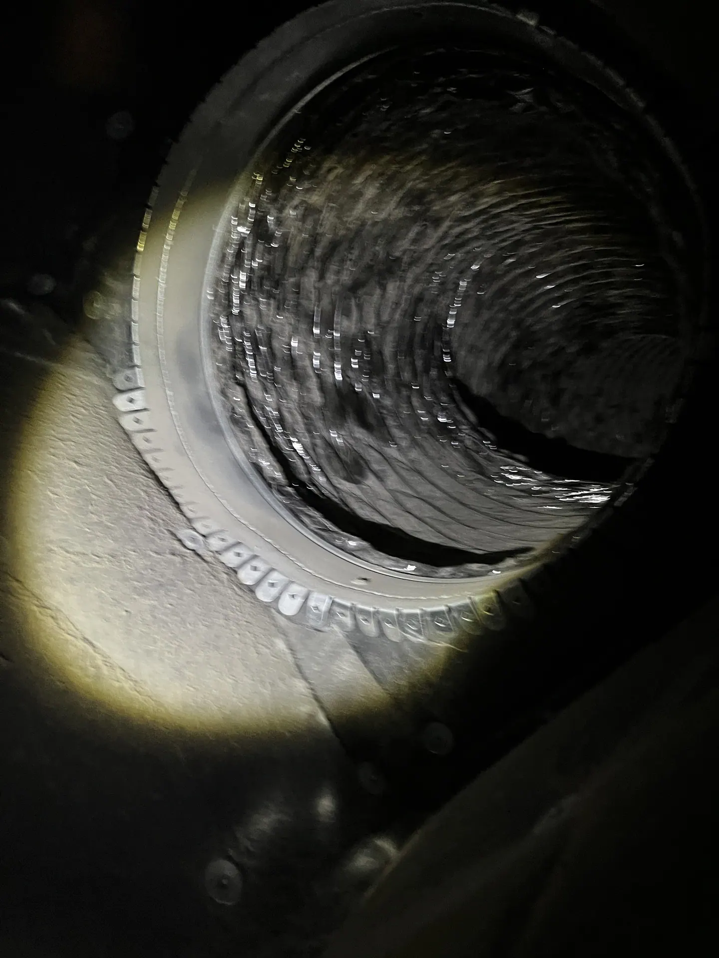 Accessible connected duct interior examined during the limited attic assessment