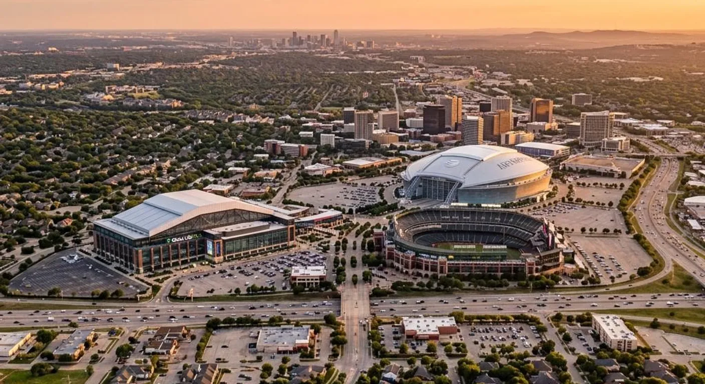 Aerial view of Arlington, Texas - mold testing service area